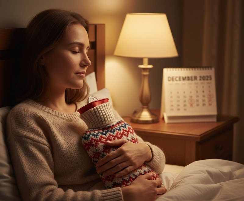Une femme avec sa bouillotte