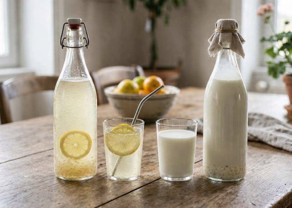 Kéfir de fruit et kéfir de lait