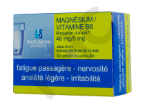 MAGNESIUM et VITAMINE B6 48 mg/5 mg  