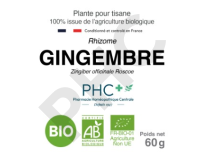 Tisane Gingembre bio rhizome - Zingiber officinale - Herboristerie PHC