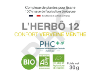 Tisane L'HERBÔ 12 bio - Confort verveine menthe - Herboristerie PHC