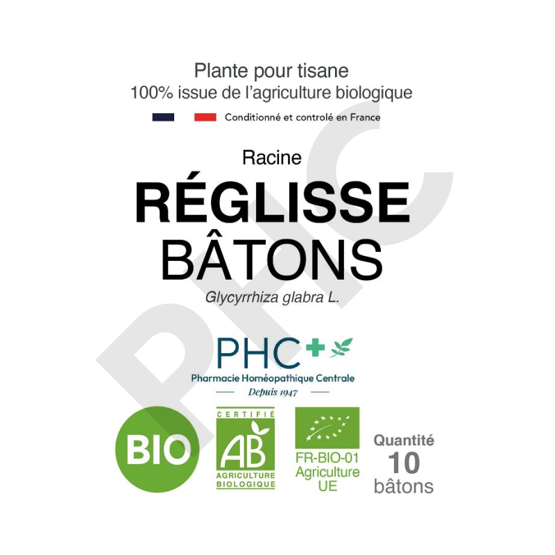 Bâtons de Réglisse bio racine - Glycyrrhiza glabra - Herboristerie PHC