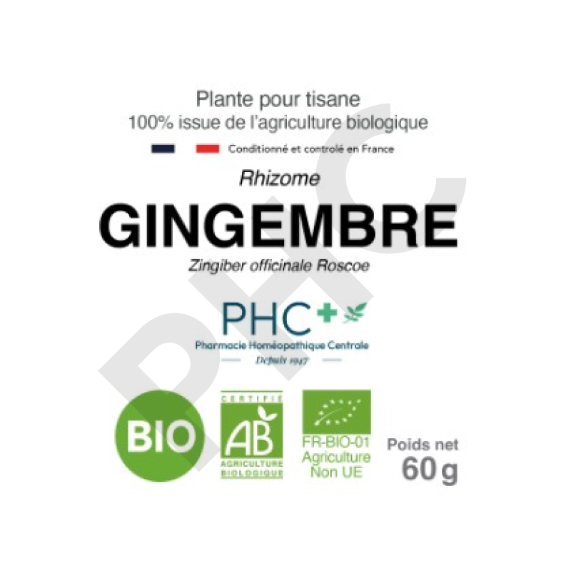 Tisane Gingembre bio rhizome - Zingiber officinale - Herboristerie PHC