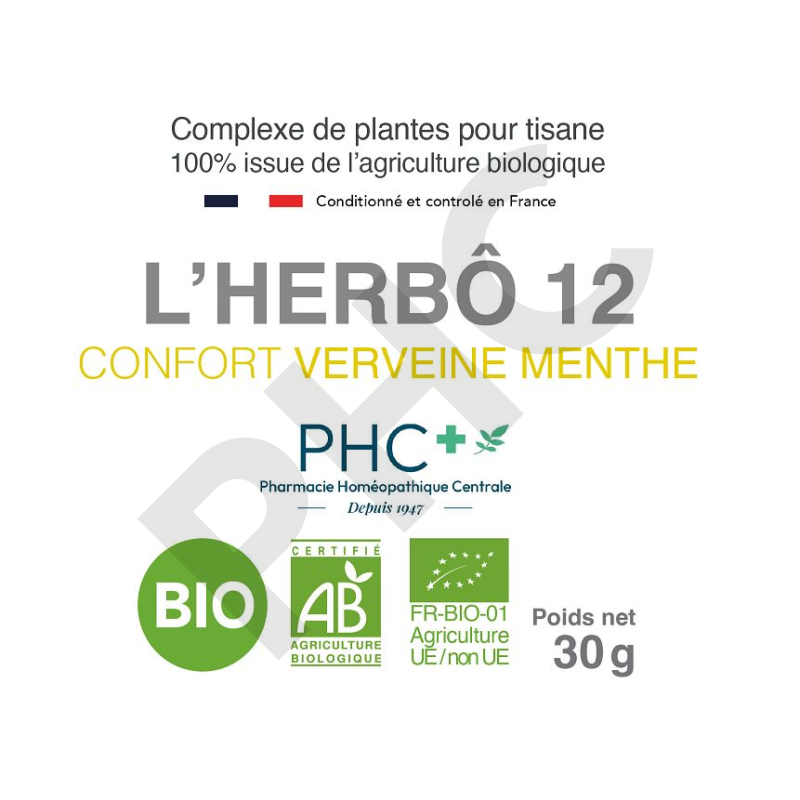 Tisane L'HERBÔ 12 bio - Confort verveine menthe - Herboristerie PHC