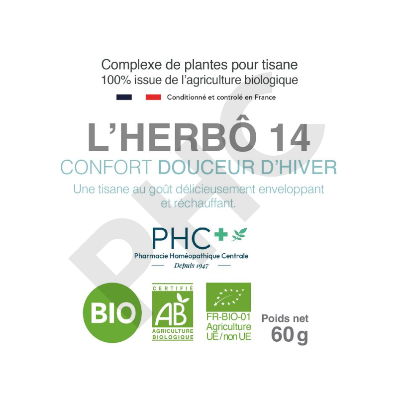Tisane L'HERBÔ 14 bio - Confort douceur d'hiver - Herboristerie PHC