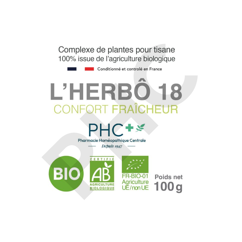 Tisane L'HERBÔ 18 bio - Confort fraîcheur - Herboristerie PHC
