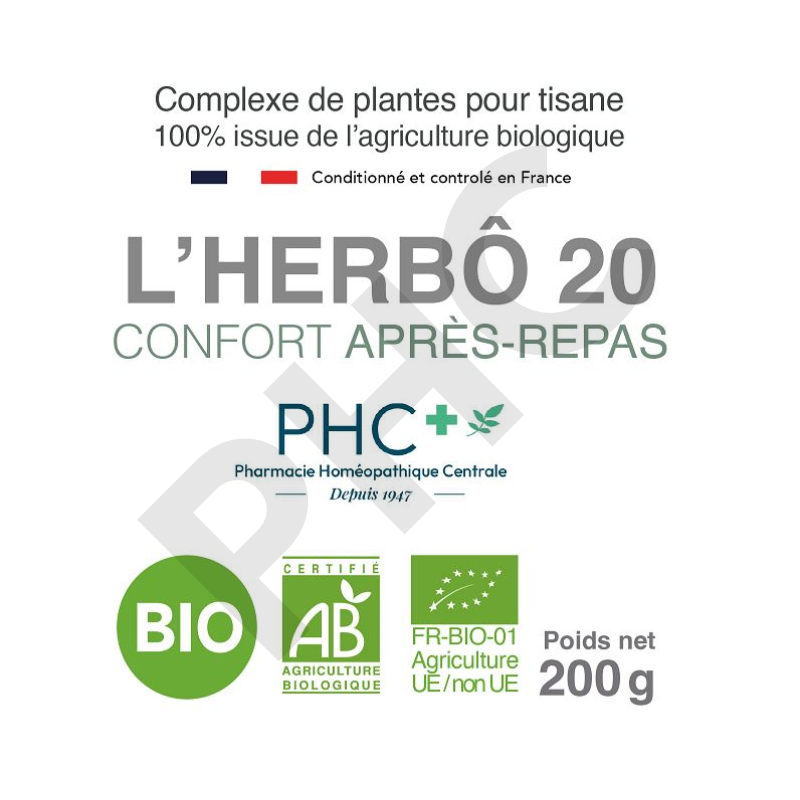 Tisane L'HERBÔ 20 bio - Confort après-repas - Herboristerie PHC