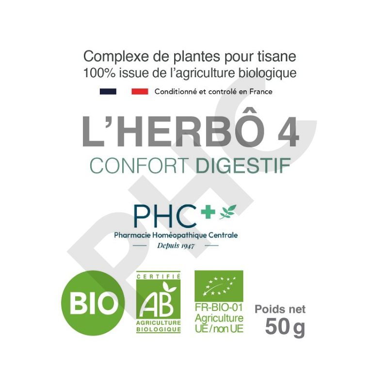 Tisane L'HERBÔ 4 bio - Confort digestif - Herboristerie PHC