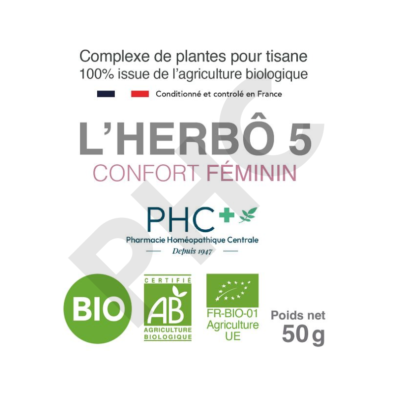 Tisane L'HERBÔ 5 bio - Confort féminin - Herboristerie PHC
