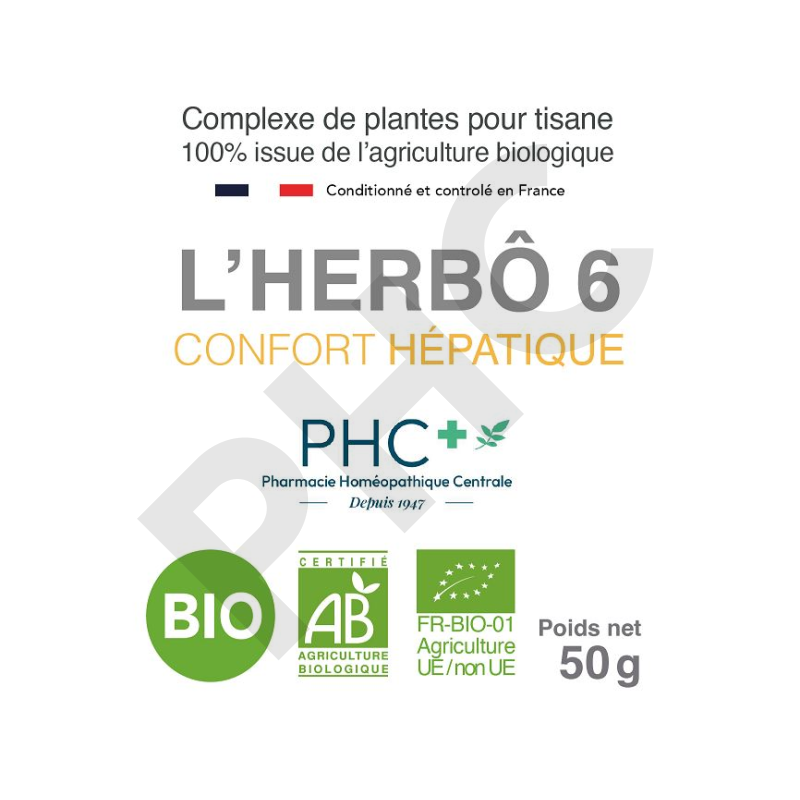 Tisane L'HERBÔ 6 bio - Confort hépatique - Herboristerie PHC