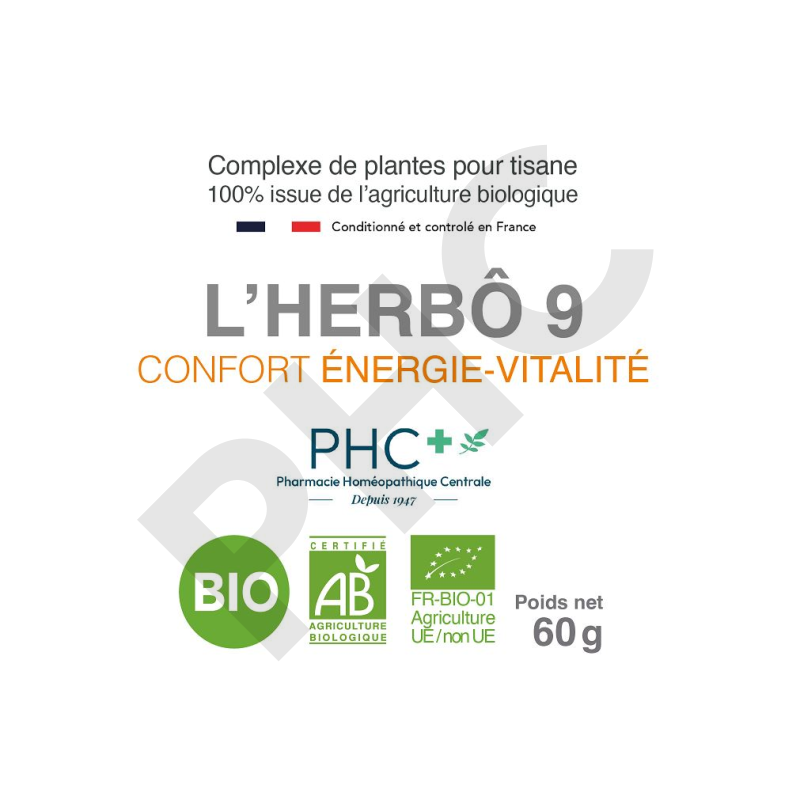 Tisane L'HERBÔ 9 bio - Confort énergie vitalité - Herboristerie PHC