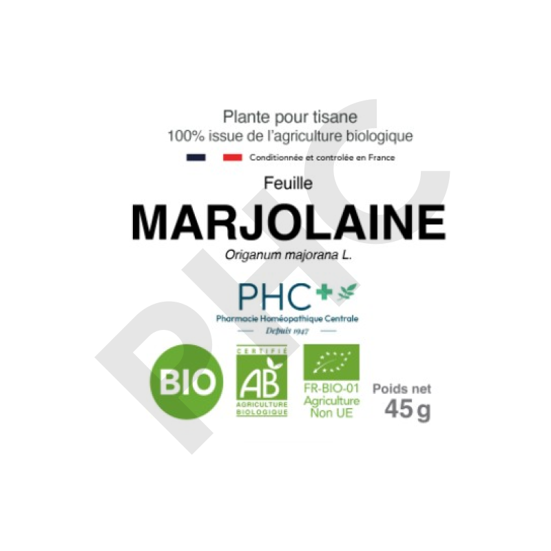 Tisane Marjolaine bio feuilles - Origanum majorana - Herboristerie PHC