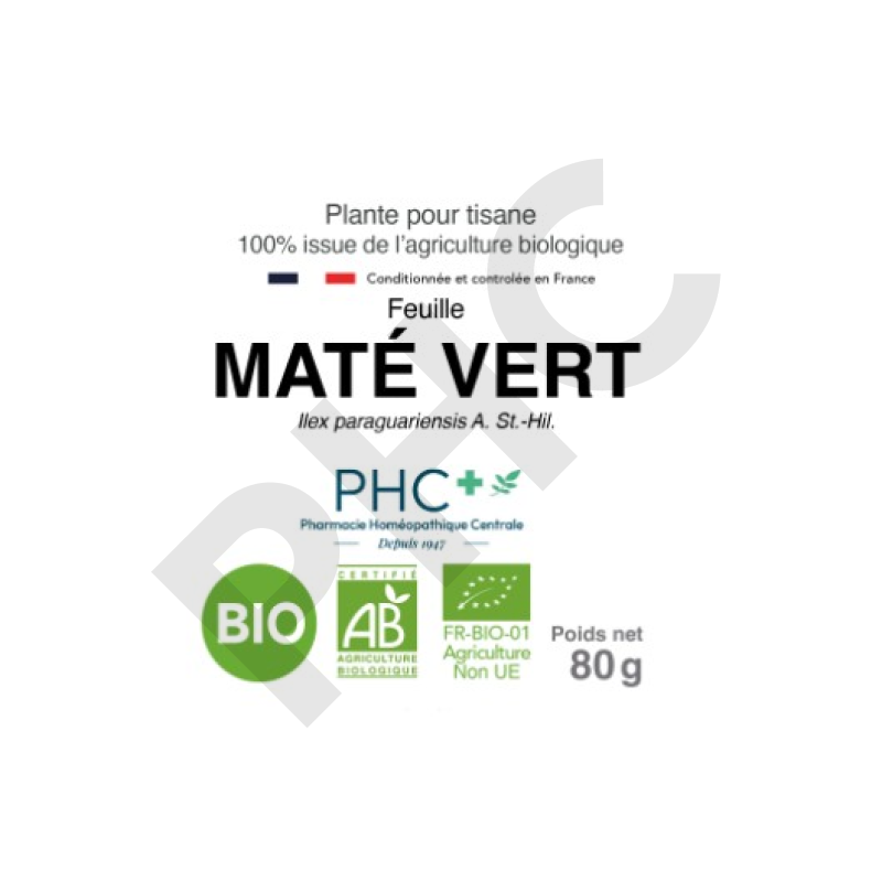 Tisane Maté vert bio feuilles - Ilex paraguariensis - Herboristerie PHC