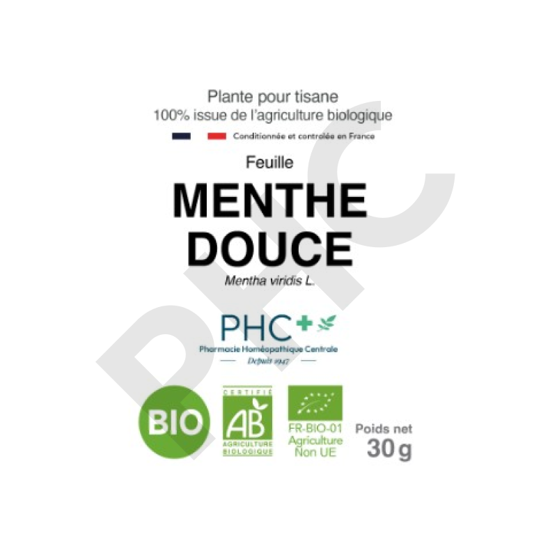 Tisane Menthe douce bio feuilles - Mentha viridis - Herboristerie PHC