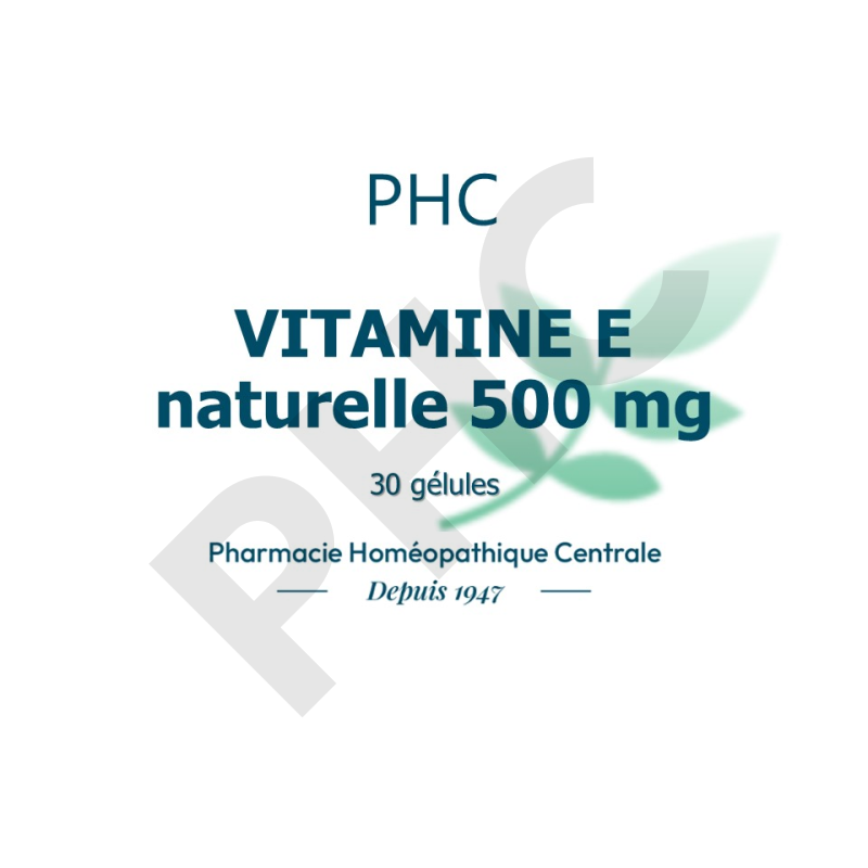 Vitamine E naturelle 500 mg PHC, boite de 30 gelules