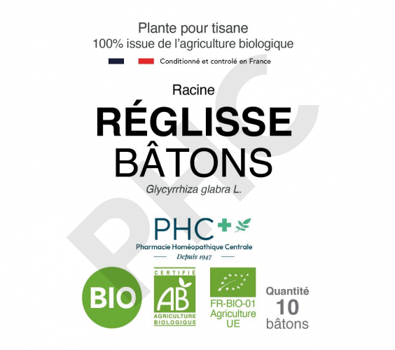 Bâtons de Réglisse bio racine - Glycyrrhiza glabra - Herboristerie PHC