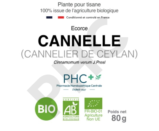 Tisane Cannelle bio écorce - Cinnamomum verum - Herboristerie PHC