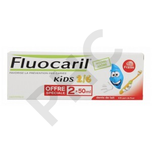 FLUOCARIL KIDS 2-6 ans Goût fraise (Lot de 2x50 ml)