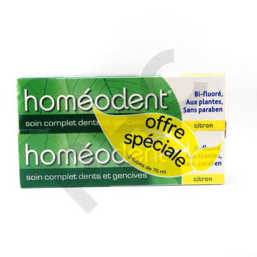 Homeodent dentifrice citron, lot de 2 tubes de 75ml