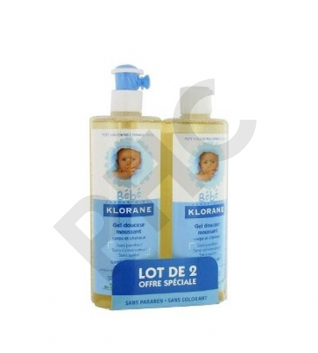 KLORANE BEBE GEL DOUCHE CHEVEUX ET CORPS (Lot de 2x500 ml)