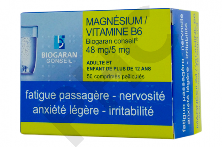 MAGNESIUM et VITAMINE B6 48 mg/5 mg  