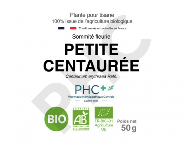 Tisane Petite Centaurée bio sommités fleuries - Centaurium erythraea - Herboristerie PHC
