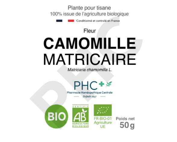 Tisane Camomille matricaire bio fleurs - Matricaria chamomilla - Herboristerie PHC