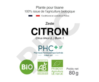 Tisane Citron écorce bio zeste - Citrus limonum - Herboristerie PHC