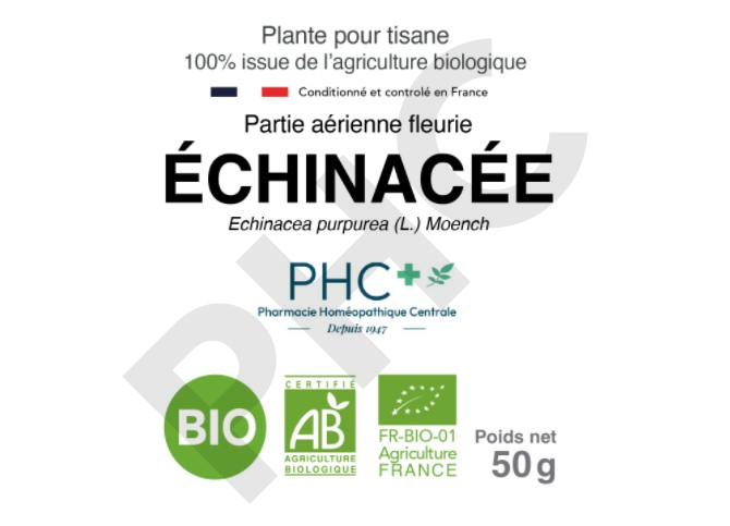 Tisane Echinacée bio parties aériennes fleuries - Echinacea purpurea - Herboristerie PHC