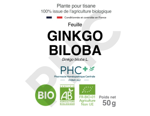 Tisane Ginkgo biloba bio feuilles - Ginkgo biloba - Herboristerie PHC
