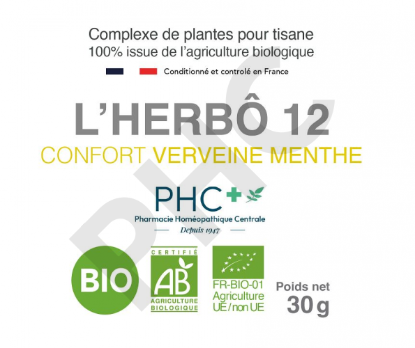 Tisane L'HERBÔ 12 bio - Confort verveine menthe - Herboristerie PHC