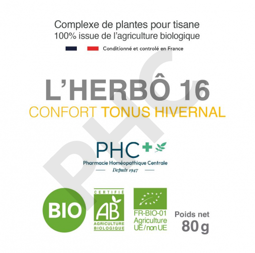 Tisane L'HERBÔ 16 bio - Confort tonus hivernal - Herboristerie PHC