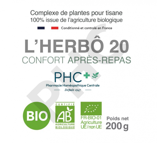 Tisane L'HERBÔ 20 bio - Confort après-repas - Herboristerie PHC