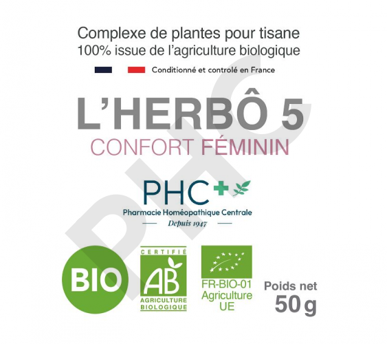 Tisane L'HERBÔ 5 bio - Confort féminin - Herboristerie PHC