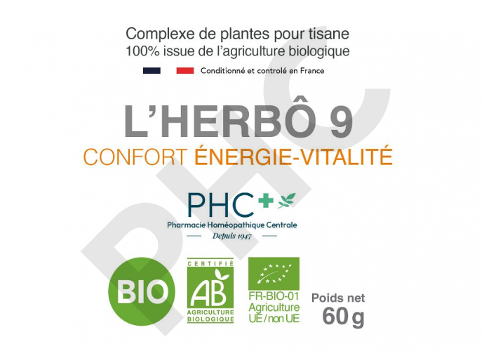 Tisane L'HERBÔ 9 bio - Confort énergie vitalité - Herboristerie PHC