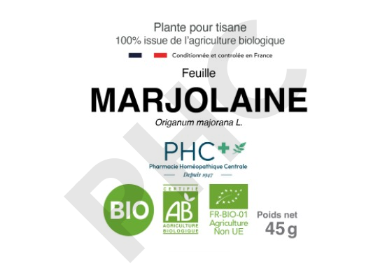 Tisane Marjolaine bio feuilles - Origanum majorana - Herboristerie PHC