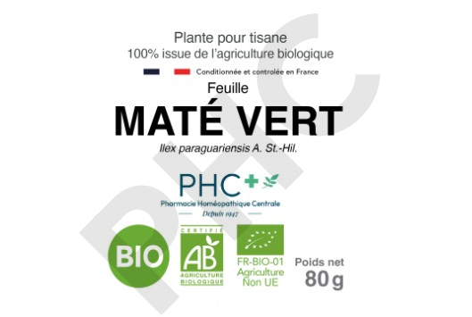 Tisane Maté vert bio feuilles - Ilex paraguariensis - Herboristerie PHC