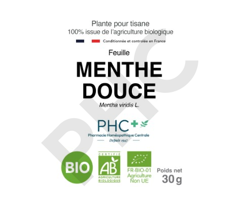 Tisane Menthe douce bio feuilles - Mentha viridis - Herboristerie PHC
