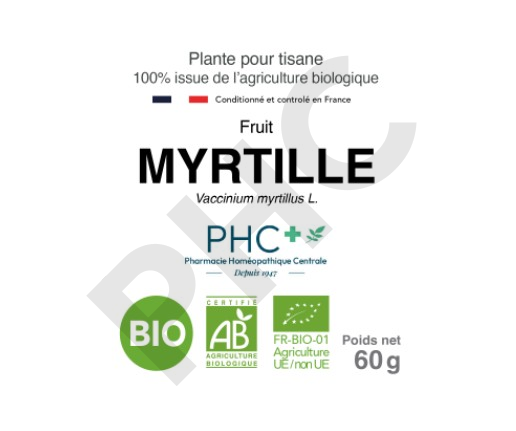 Tisane Myrtille bio fruits - Vaccinium myrtillus - Herboristerie PHC