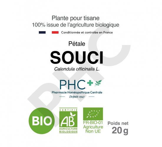 Tisane Souci bio pétales - Calendula officinalis - Herboristerie PHC