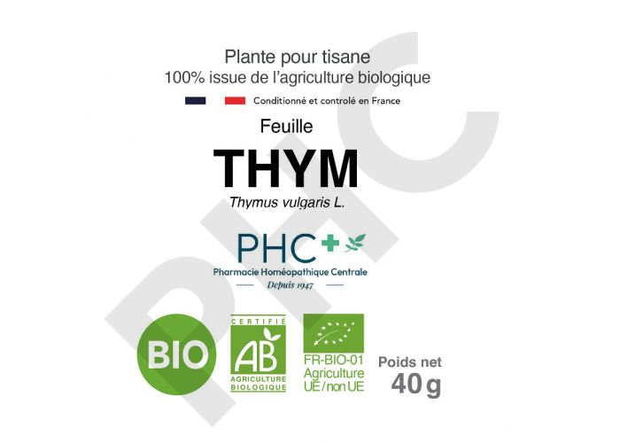 Tisane Thym bio feuilles - Thymus vulgaris - Herboristerie PHC