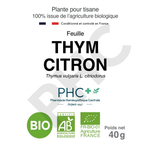 Tisane Thym citron bio feuilles - Thymus vulgaris citriodorus - Herboristerie PHC