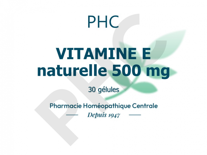 Vitamine E naturelle 500 mg PHC, boite de 30 gelules